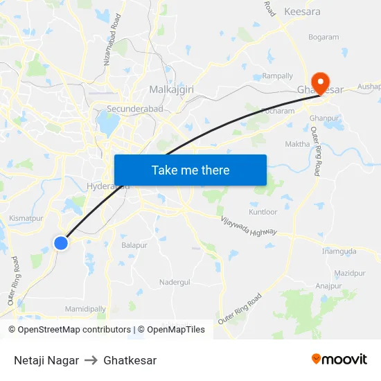 Netaji Nagar to Ghatkesar map