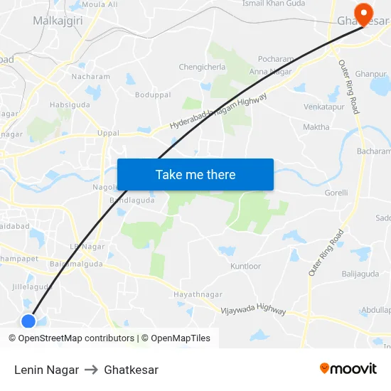 Lenin Nagar to Ghatkesar map
