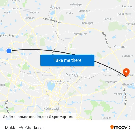 Makta to Ghatkesar map