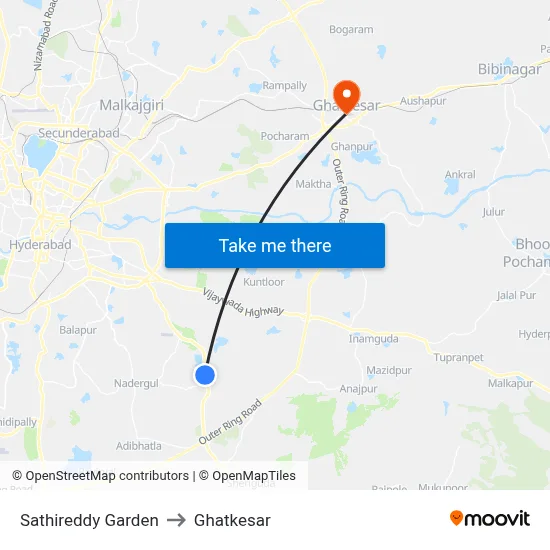 Sathireddy Garden to Ghatkesar map