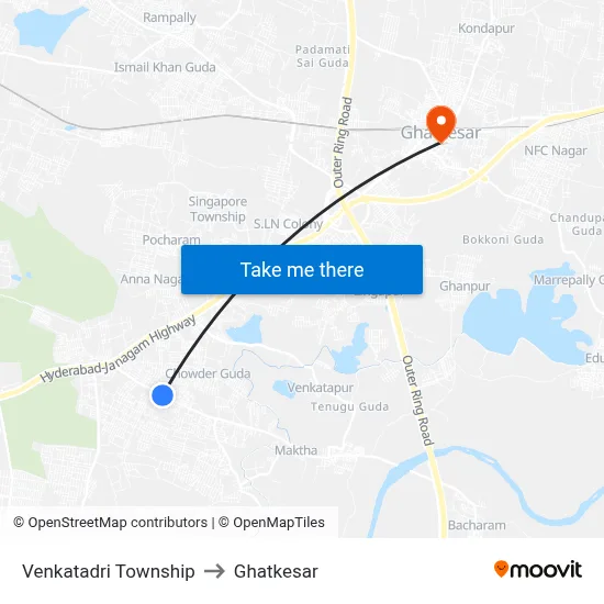 Venkatadri Township to Ghatkesar map