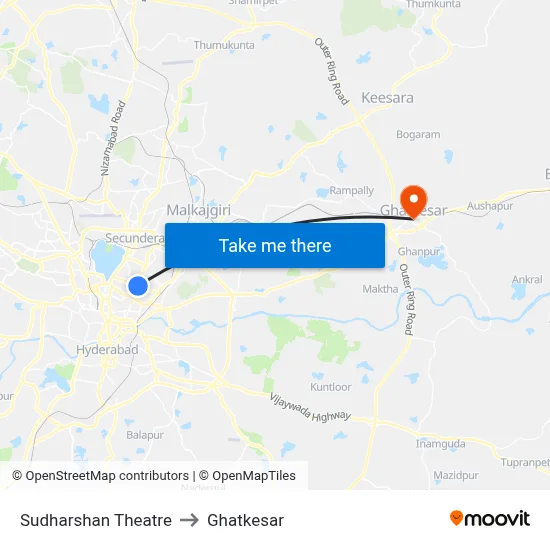 Sudharshan Theatre to Ghatkesar map