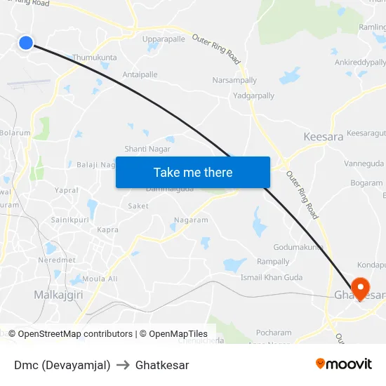 Dmc (Devayamjal) to Ghatkesar map