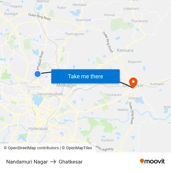 Nandamuri Nagar to Ghatkesar map