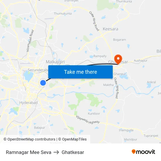 Ramnagar Mee Seva to Ghatkesar map