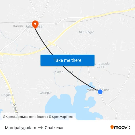Marripallygudam to Ghatkesar map