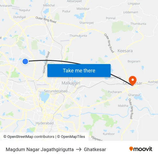 Magdum Nagar Jagathgirigutta to Ghatkesar map
