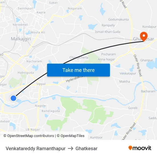 Venkatareddy Ramanthapur to Ghatkesar map