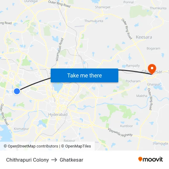 Chithrapuri Colony to Ghatkesar map