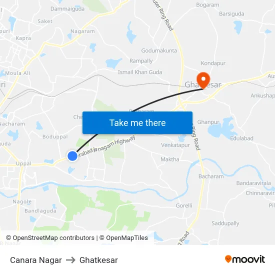 Canara Nagar to Ghatkesar map