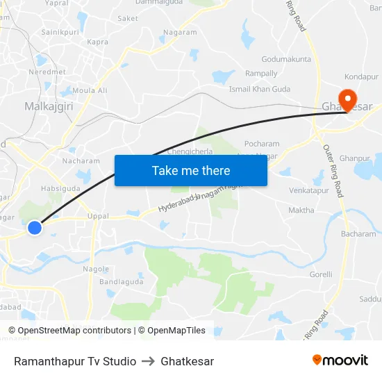 Ramanthapur Tv Studio to Ghatkesar map