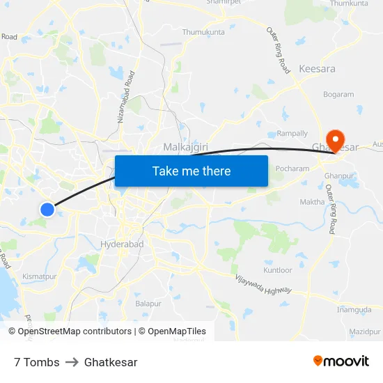 7 Tombs to Ghatkesar map