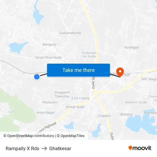 Rampally X Rds to Ghatkesar map