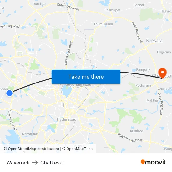 Waverock to Ghatkesar map