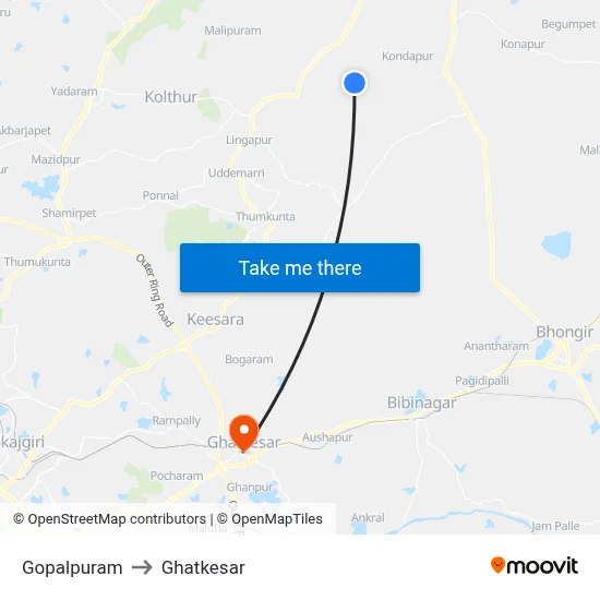 Gopalpuram to Ghatkesar map