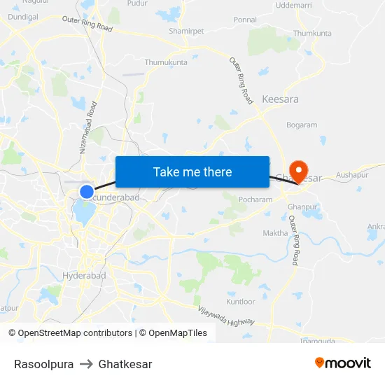 Rasoolpura to Ghatkesar map