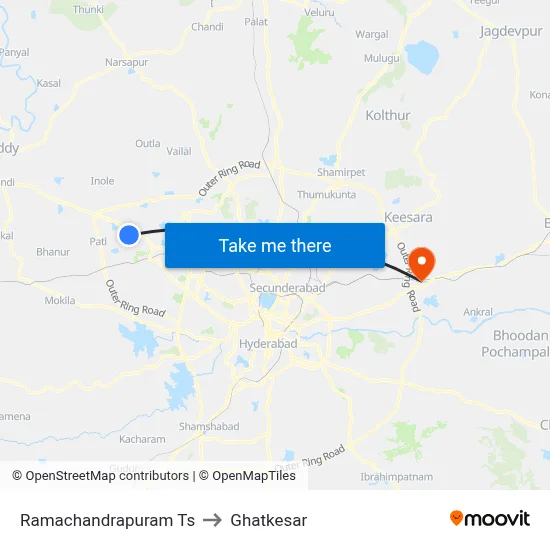 Ramachandrapuram Ts to Ghatkesar map