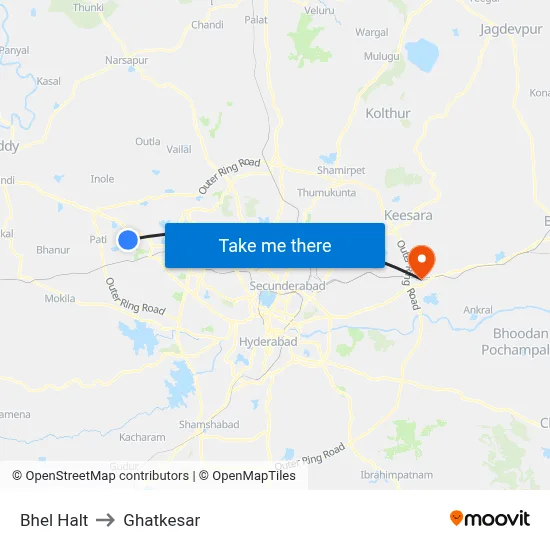 भेल हॉल्ट to घाटकेसर map