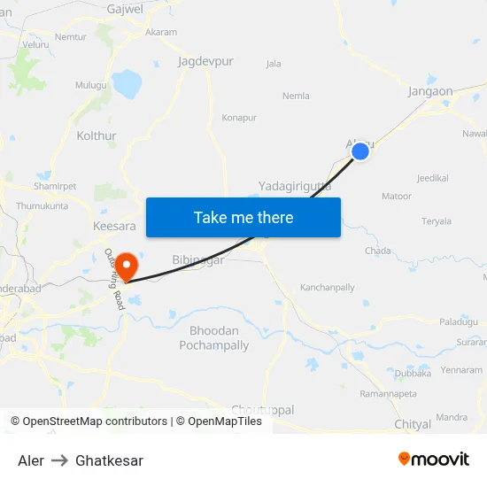 Aler to Ghatkesar map