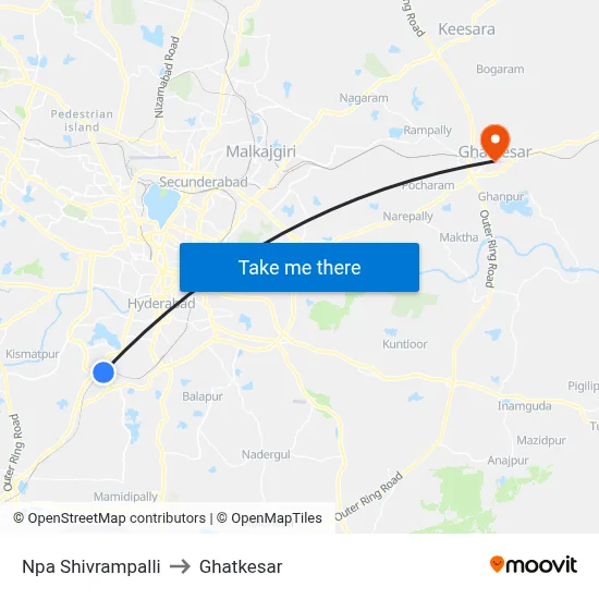 Npa Shivrampalli to Ghatkesar map