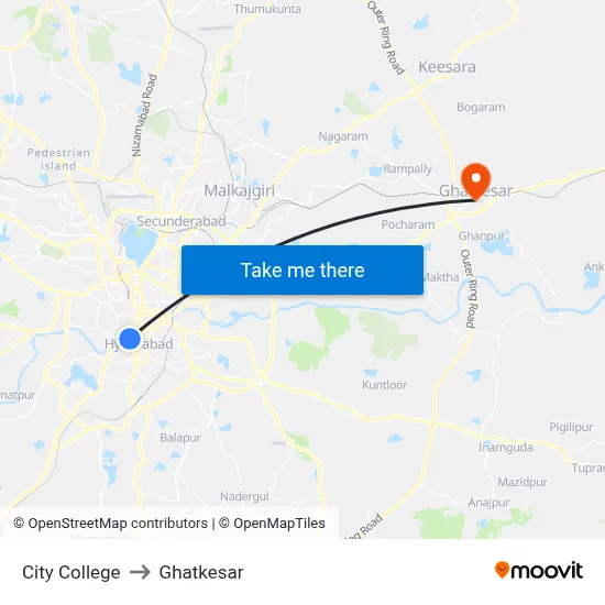 City College to Ghatkesar map