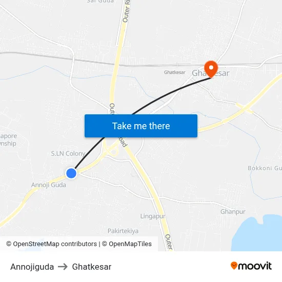 Annojiguda to Ghatkesar map