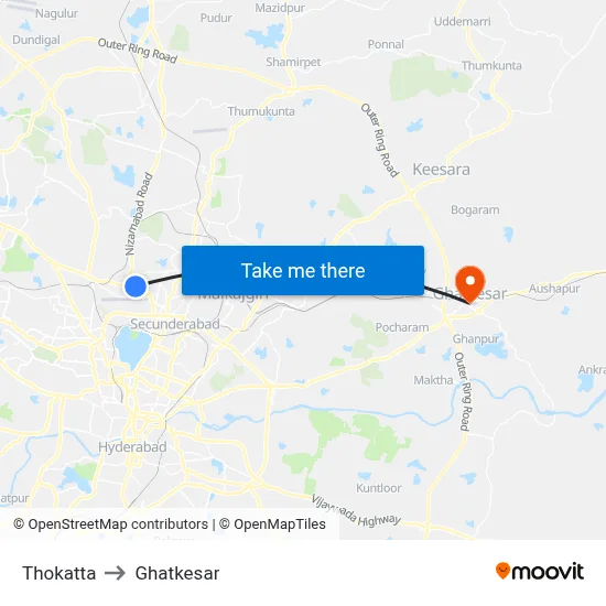 Thokatta to Ghatkesar map
