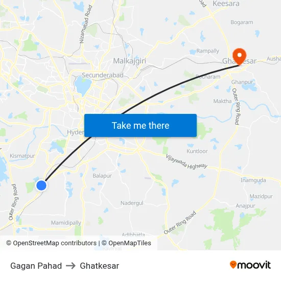 Gagan Pahad to Ghatkesar map
