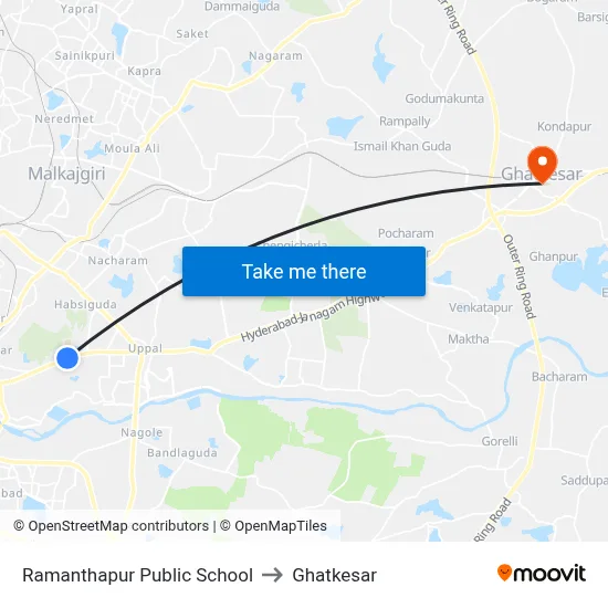 Ramanthapur Public School to Ghatkesar map
