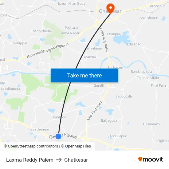 Laxma Reddy Palem to Ghatkesar map