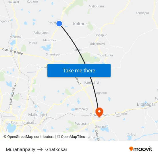 Muraharipally to Ghatkesar map