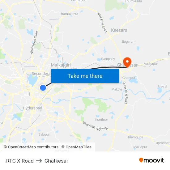 RTC X Road to Ghatkesar map