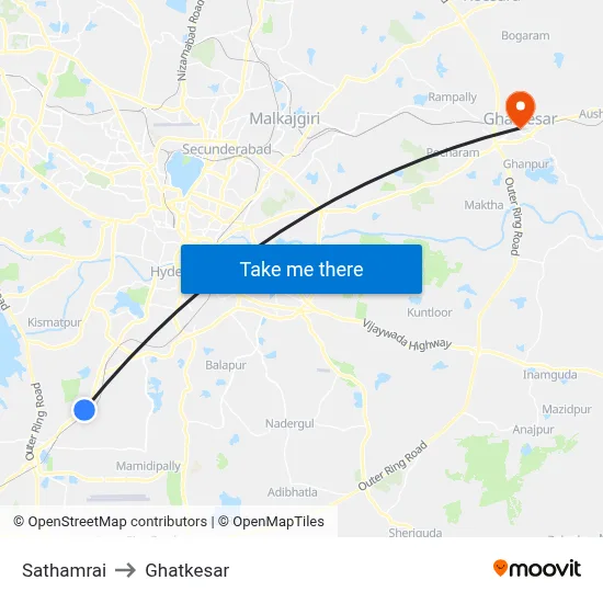 Sathamrai to Ghatkesar map