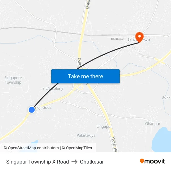 Singapur Township X Road to Ghatkesar map
