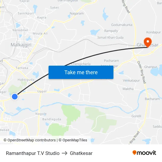 Ramanthapur T.V Studio to Ghatkesar map