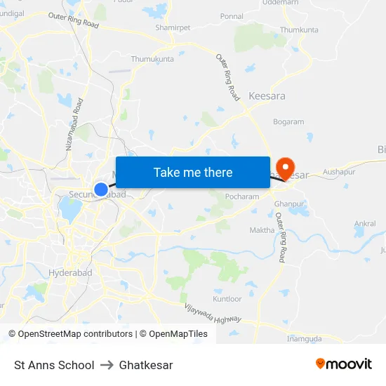 St Anns School to Ghatkesar map