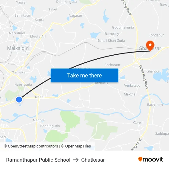 Ramanthapur Public School to Ghatkesar map