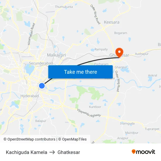 Kachiguda Kamela to Ghatkesar map