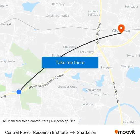 Central Power Research Institute to Ghatkesar map