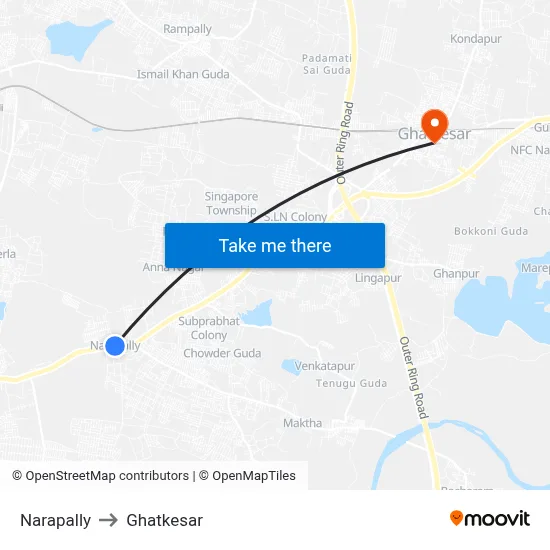 Narapally to Ghatkesar map
