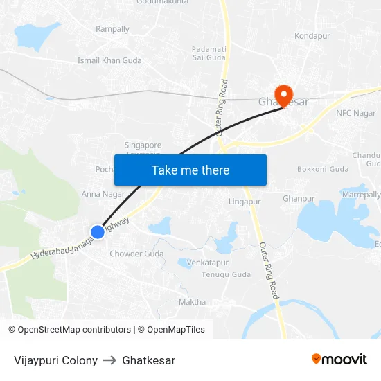 Vijaypuri Colony to Ghatkesar map
