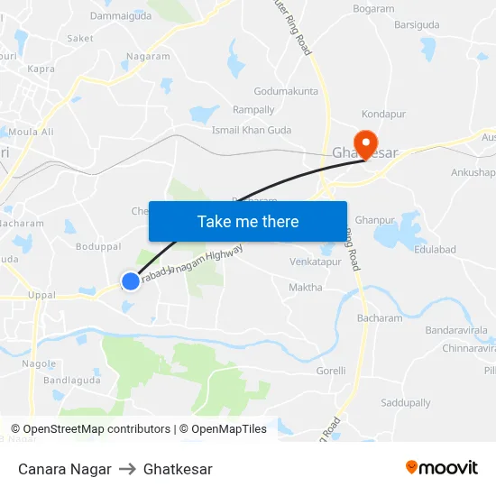 Canara Nagar to Ghatkesar map