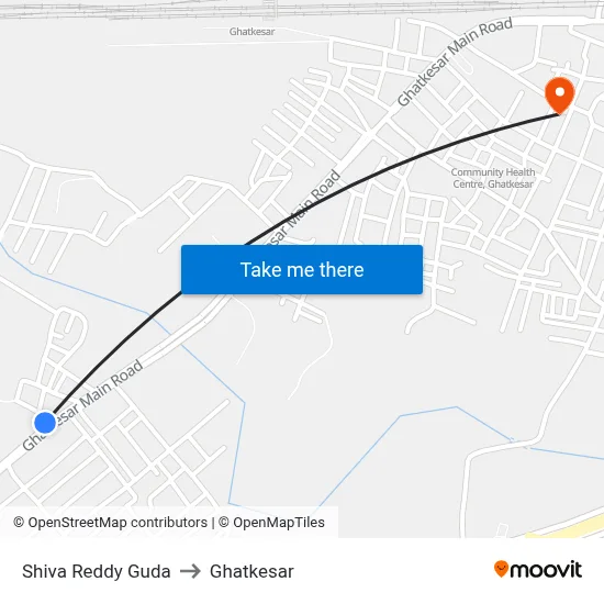 Shiva Reddy Guda to Ghatkesar map