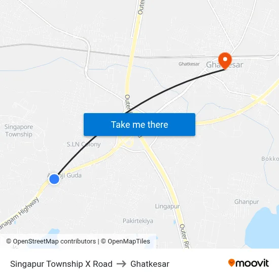 Singapur Township X Road to Ghatkesar map