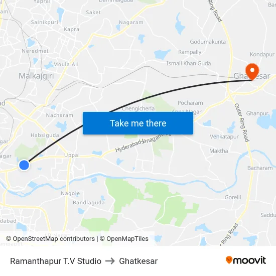 Ramanthapur T.V Studio to Ghatkesar map