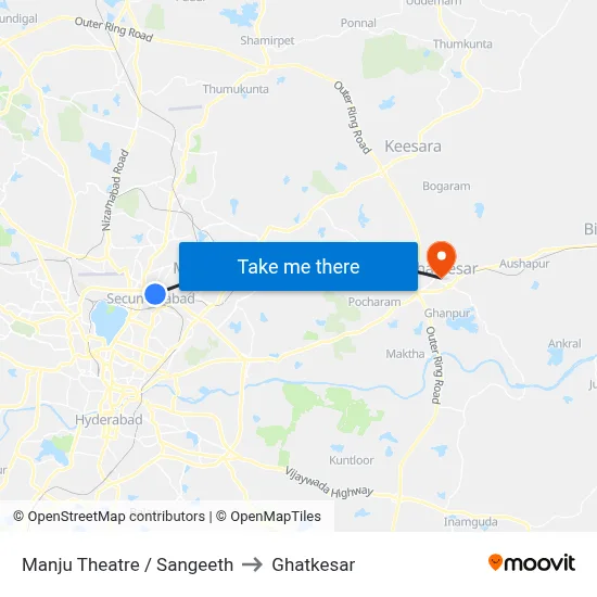 Manju Theatre / Sangeeth to Ghatkesar map