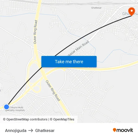 Annojiguda to Ghatkesar map