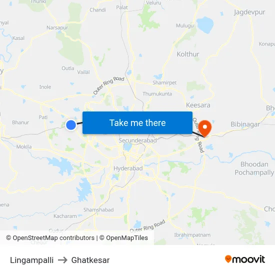 Lingampalli to Ghatkesar map