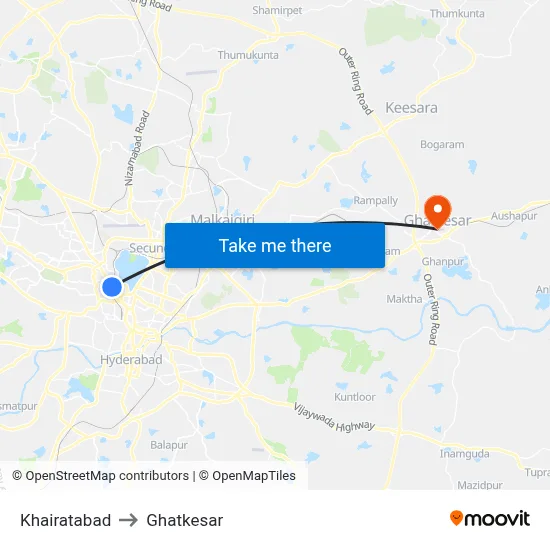 Khairatabad to Ghatkesar map