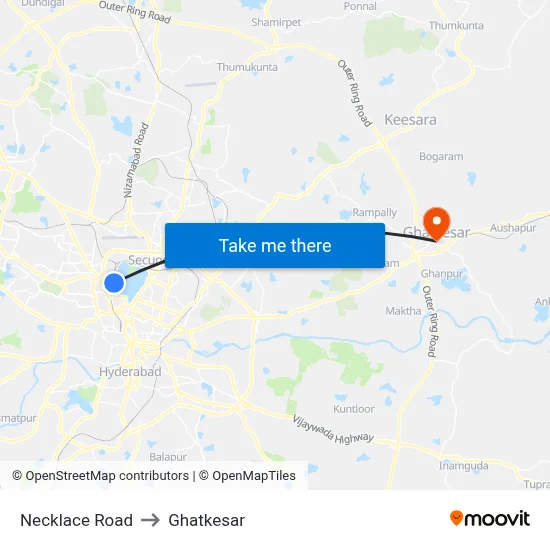 Necklace Road to Ghatkesar map